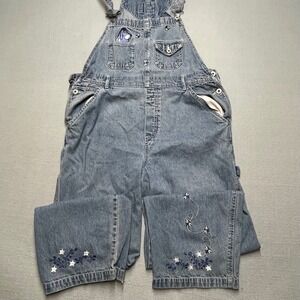 Vintage Eeyore Denim Overalls Womens L Disney Pooh Corner Embroidered Wide Leg